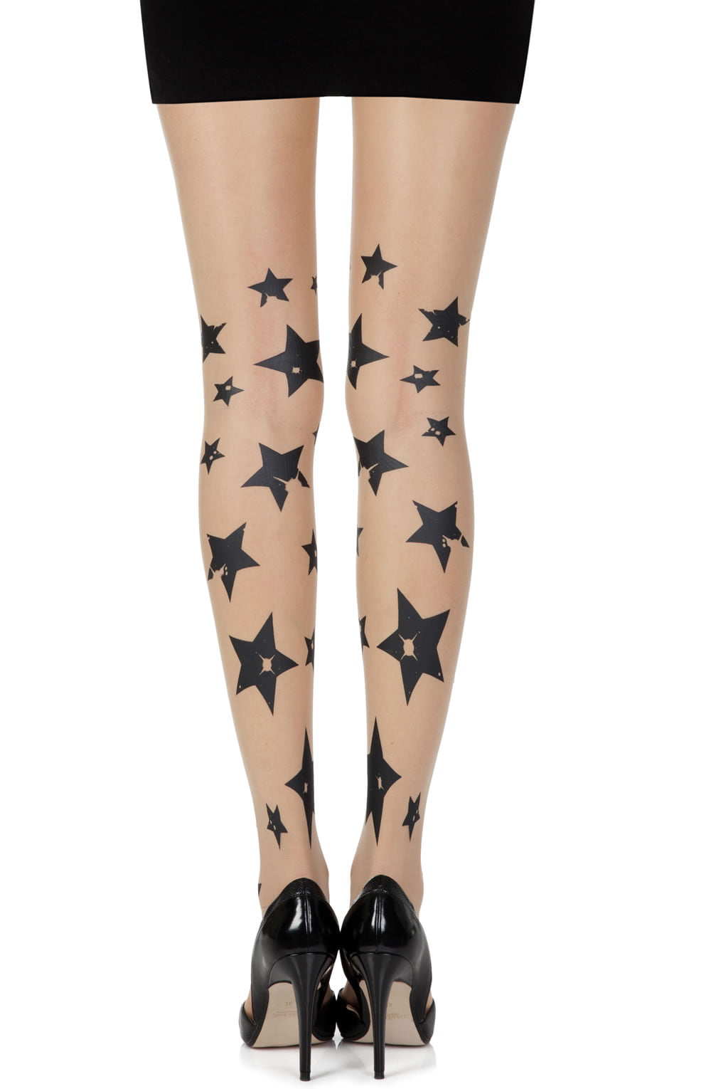 Zohara "Shooting Stars" Skin Sheer Print Tights