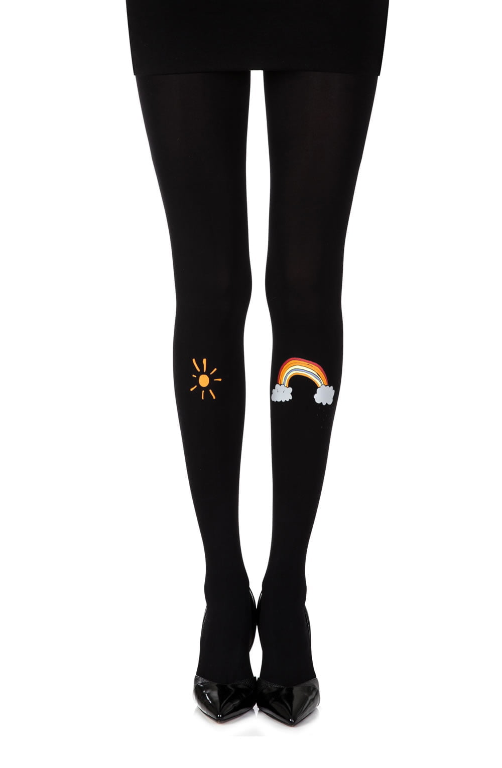 Zohara "Over The Rainbow" Black Print Tights