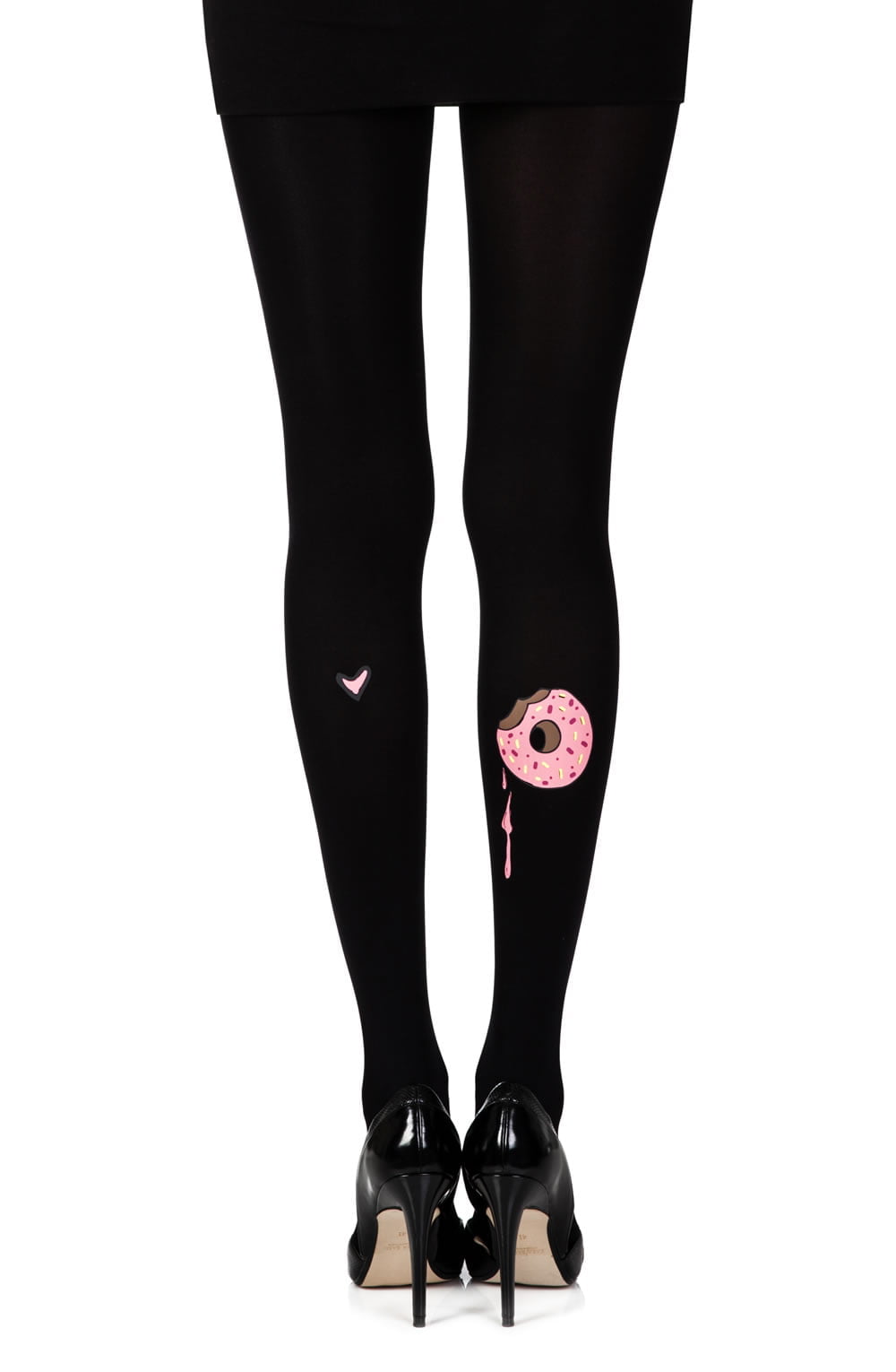 Zohara "A Donut Bite" Black Print Tights