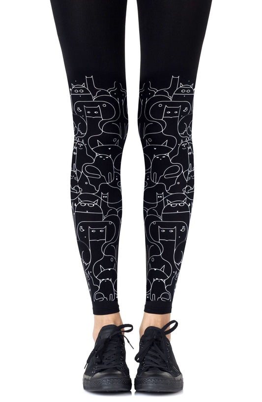 Zohara "Cat Lady" Black Footless Tights