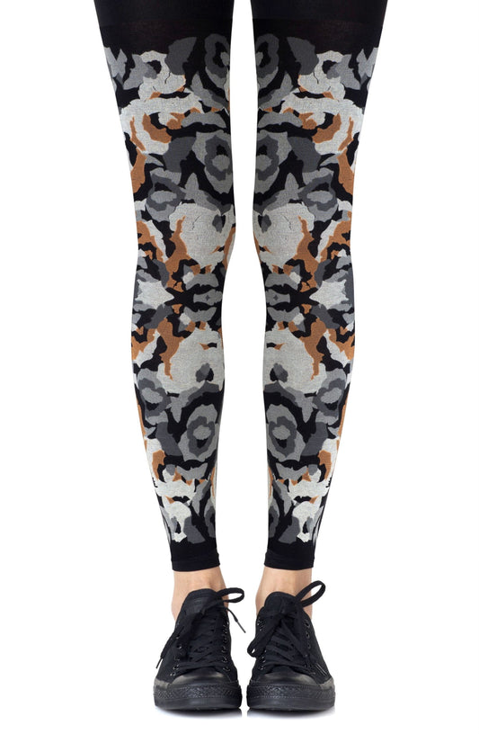 Zohara "Earth Goddess" Grey Orange Footless Tights