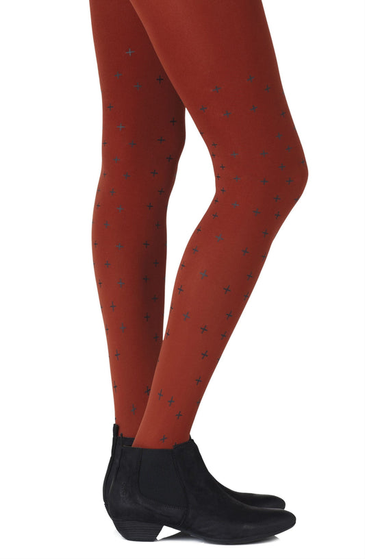 Zohara "You + Me = Love" Rust Tights